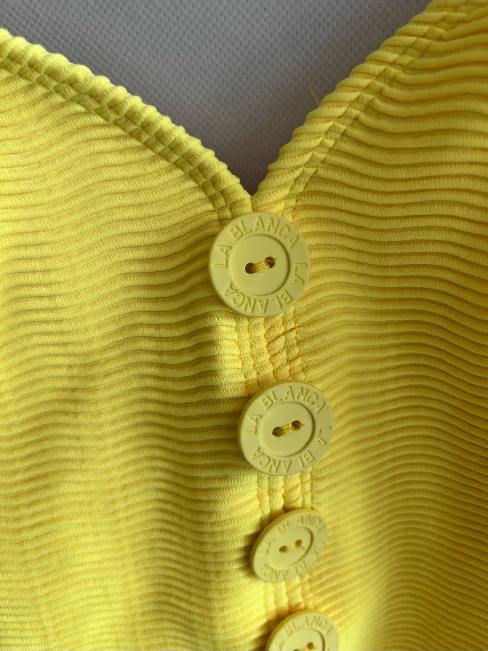 Vintage La Blanca Yellow Ribbed One Piece Swimsuit